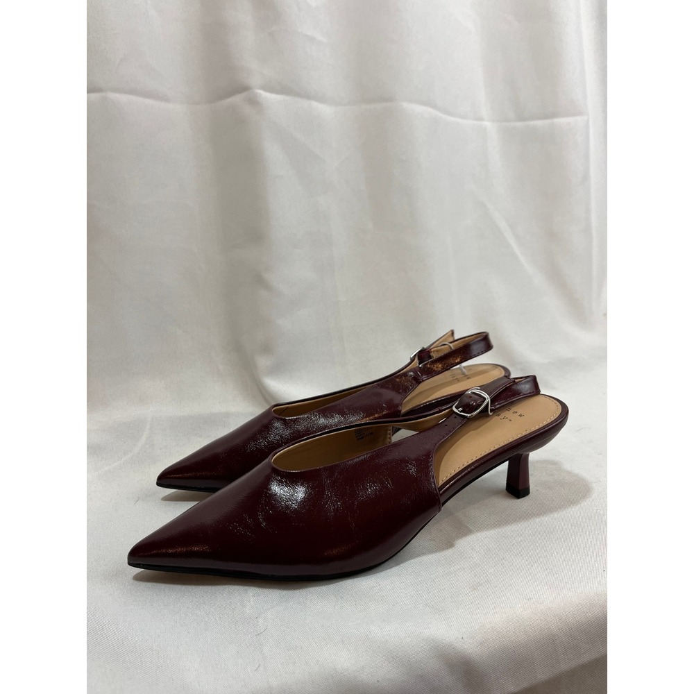 A New Day Womens Pointed Toe Slingback Kitten Heels Burgundy Size 7 NEW